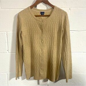 Basic Editions Beige Cotton Blend Cable Knit Cadigan Sz Medium